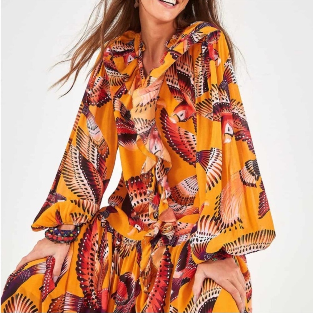 Farm Rio Flying Macaw Maxi Dress Size Large - Picture 4 of 7